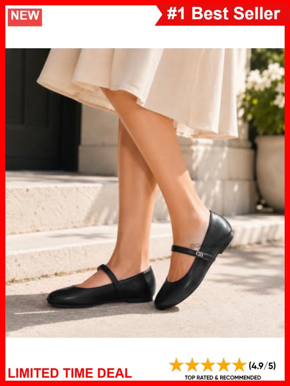 Mary Jane Ballet Flats Faux Leather Round Toe Arch Support Women's Shoes - Picture 2 of 6